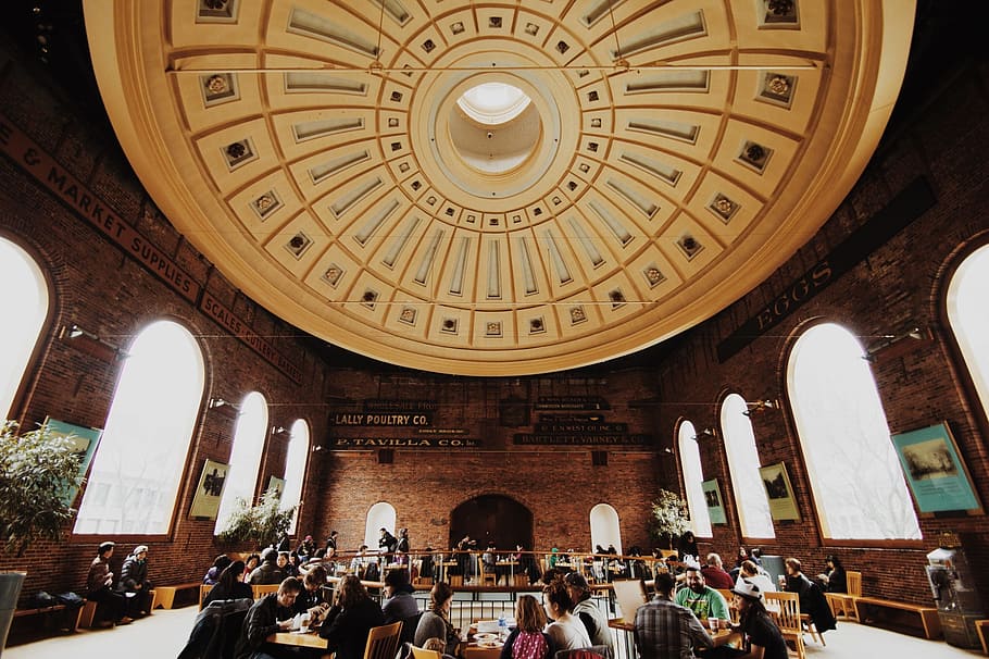 hall, saloon, room, interior, cupola, dome, architecture, ceiling HD wallpaper