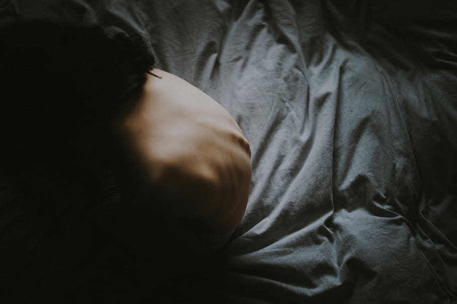 untitled, bed, sheets, person, back, skin, one person, human body part HD wallpaper