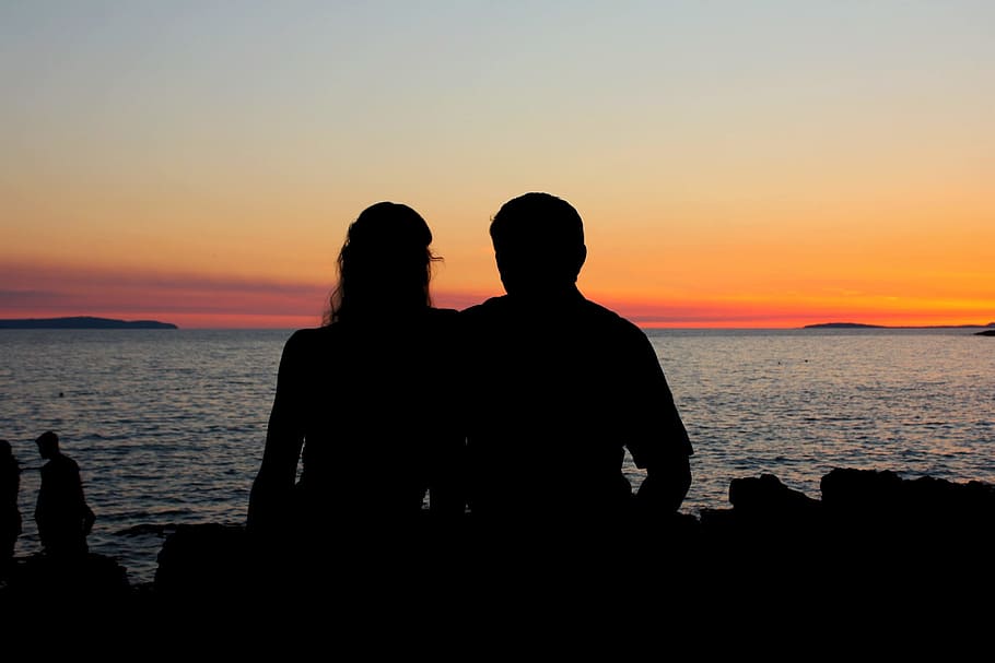 summer, abendstimmung, sunset, back light, shadow, mood, silhouette HD wallpaper