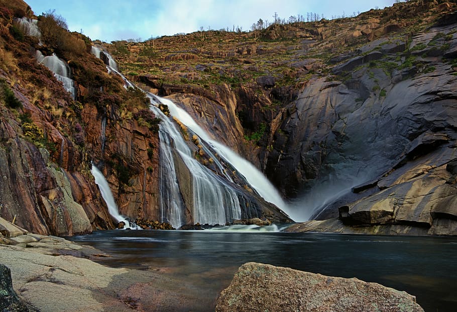 beautiful, calm, cascade, daylight, environment, idyllic, landscape HD wallpaper