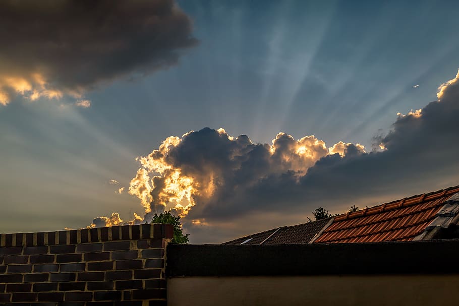 storm, sun, cloud, sky, color, orange, sky clouds, cloudscape HD wallpaper