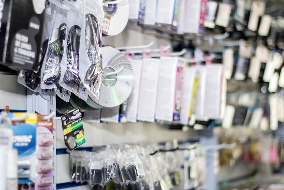 selective focus photography of discs, electronics, black friday HD wallpaper