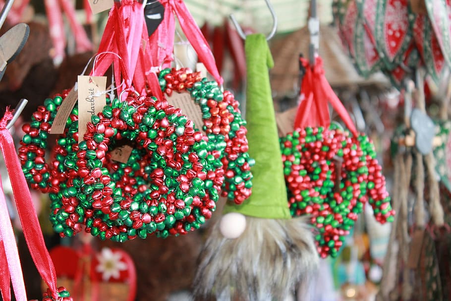 decoration, beads, christmas, focus on foreground, hanging HD wallpaper