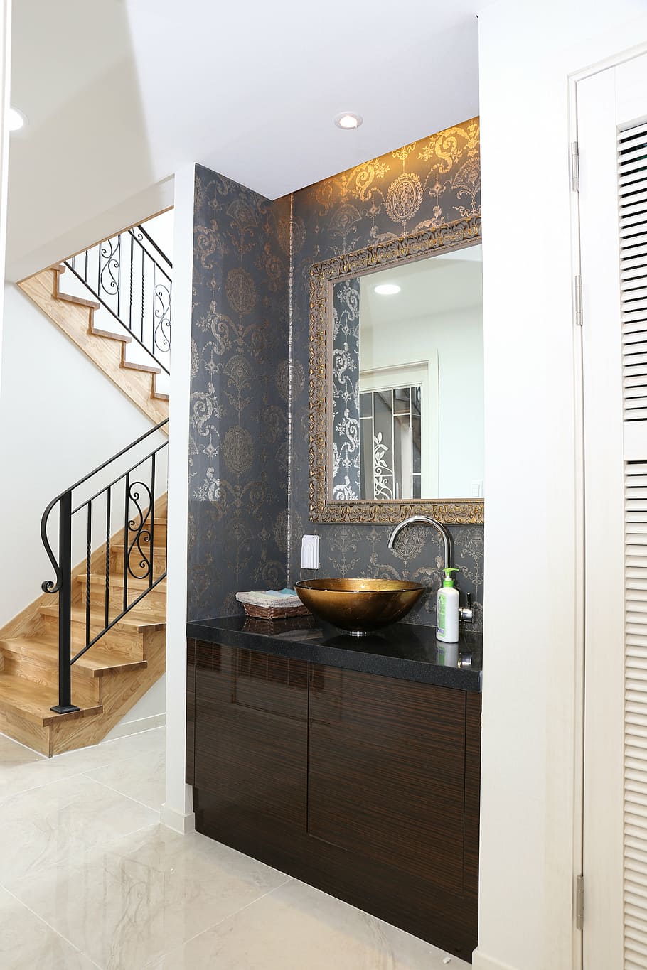 stairs, interior, bathroom, indoors, home interior, no people HD wallpaper