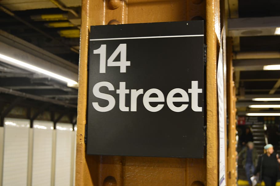 Sign, 14Th Street, Union Square, Nyc, text, transportation, HD wallpaper