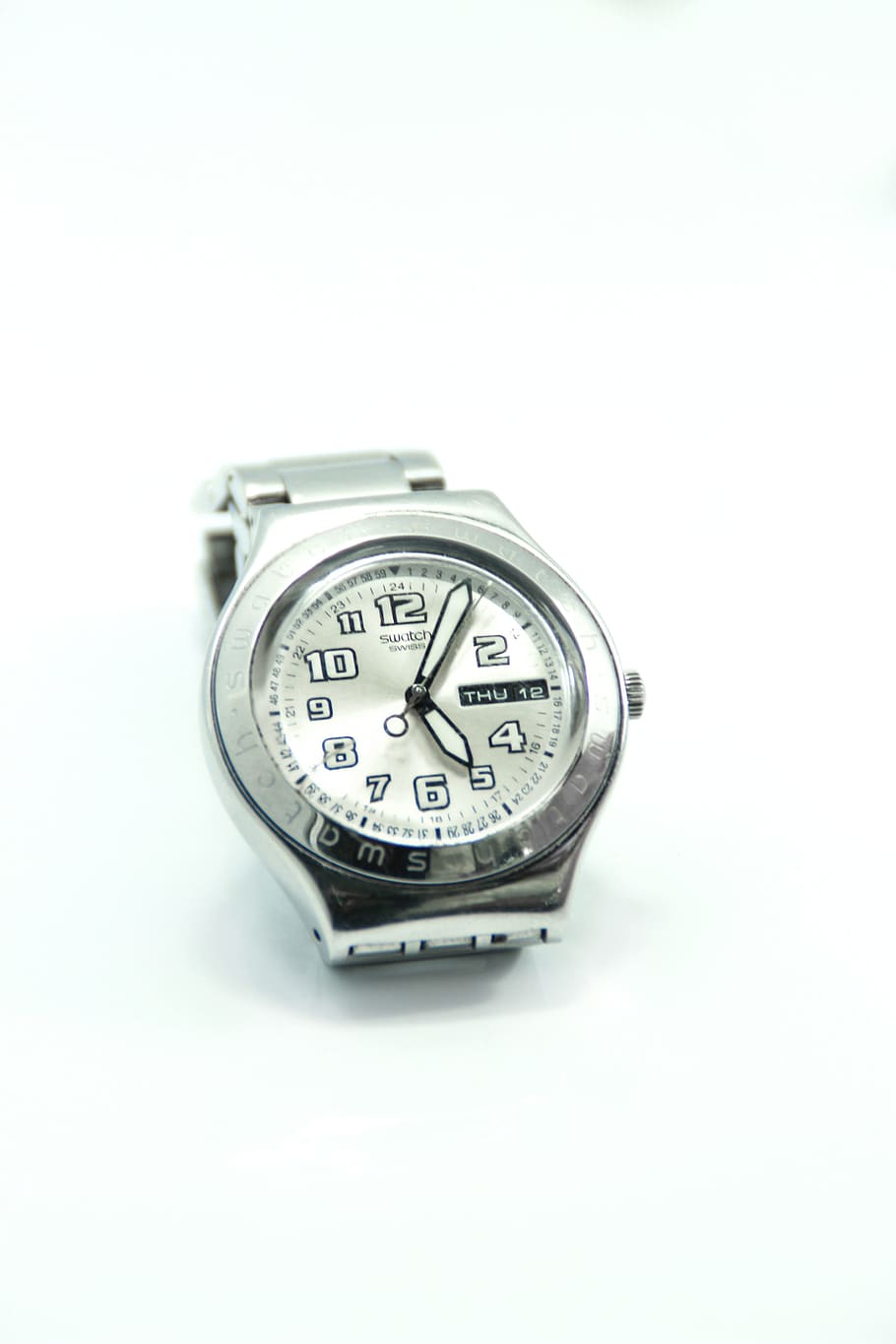 Clock, Watch, Time, White, Blue, Black, white background, image HD wallpaper