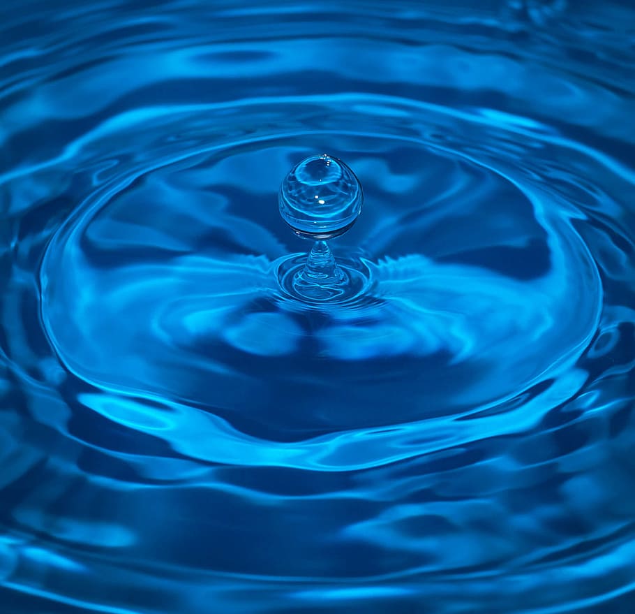 water, blue, drop of water, clean, aqua, clear, liquid, ripple HD wallpaper