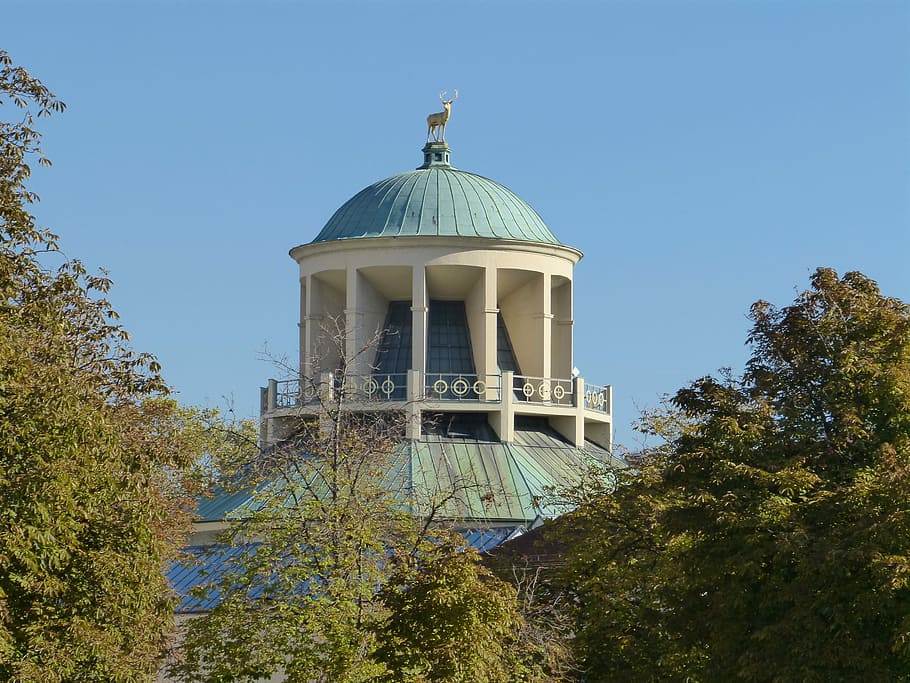 Stuttgart, Building, Dome, Roof, Sky, blue, park, castle park HD wallpaper