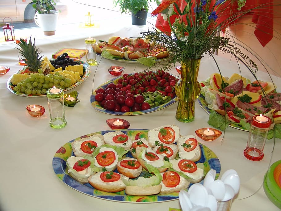 green grapes and cherry tomatoews, Feast, Buffet, Invitation HD wallpaper