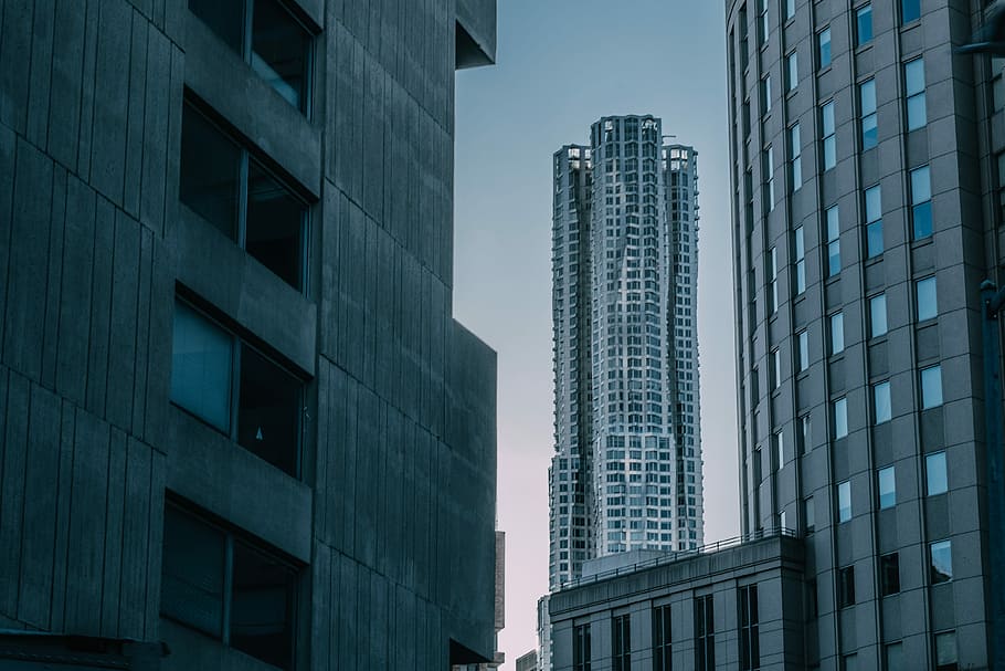 architectural photograph of gray high-rise building, high rise buildings at daytime HD wallpaper