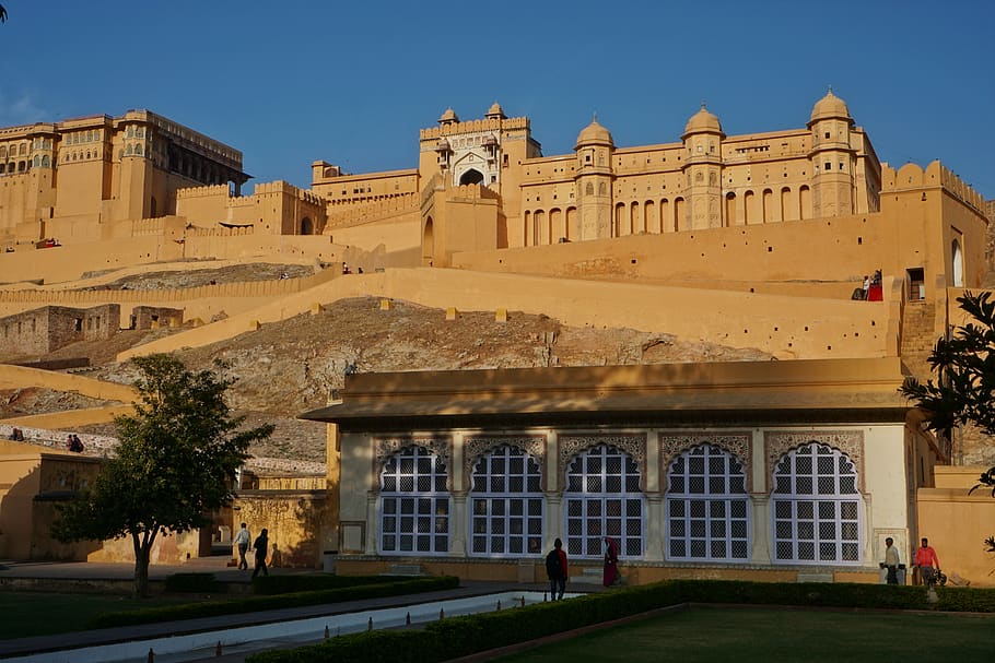 amber fort, jaipur, india, architecture, travel, building, palace, HD wallpaper