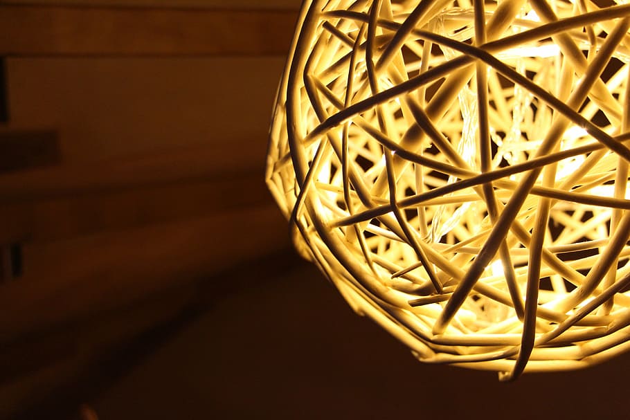 brown wicker lamp, light, christmas, lighting, decoration, pattern HD wallpaper