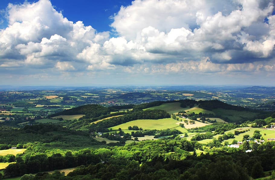 landscape photo of hills covered with trees, malvern, england