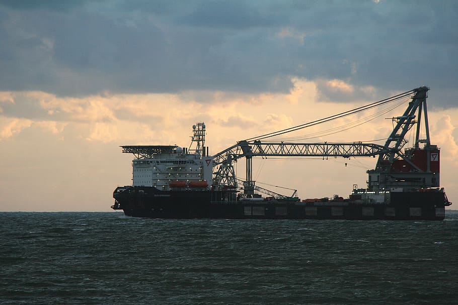 tanker, ship, north sea, germany, national park wadden sea, HD wallpaper