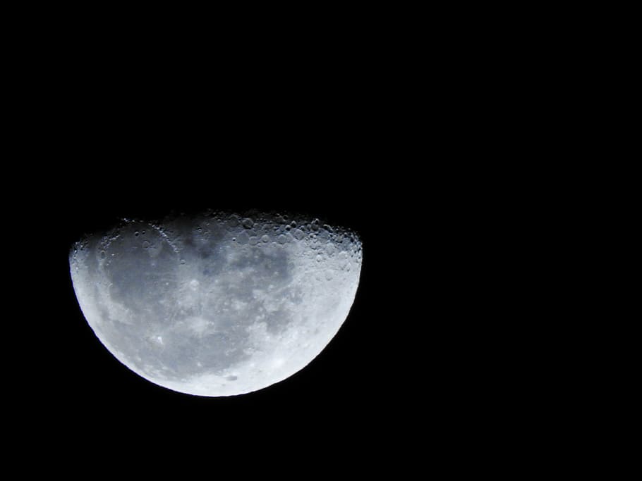 last quarter moon, moonlight, satellite, night, astro, ceu HD wallpaper