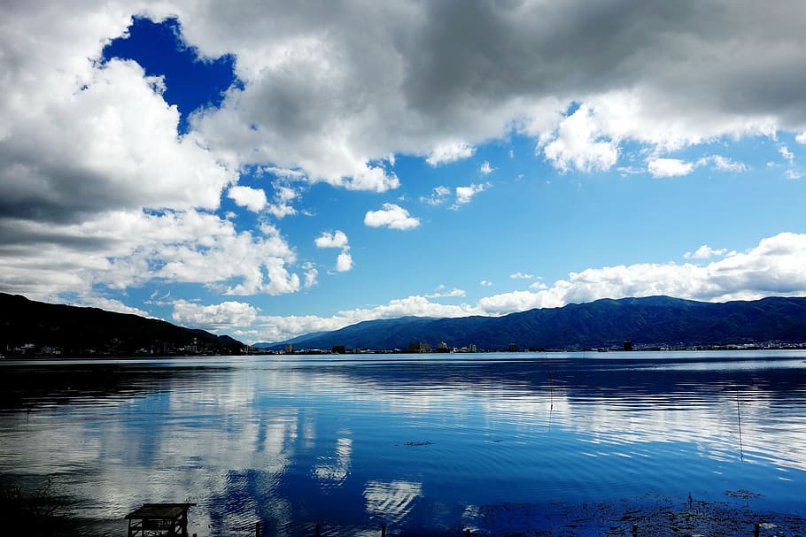 lake, sky, cloud, cloud - sky, reflection, mountain, water HD wallpaper