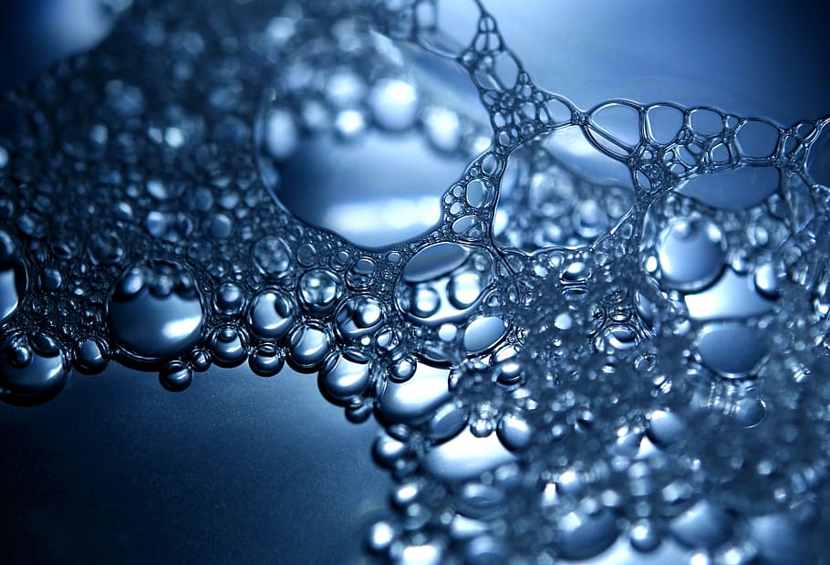close up photo of bubbles, water, macro, liquid, blue, clean HD wallpaper