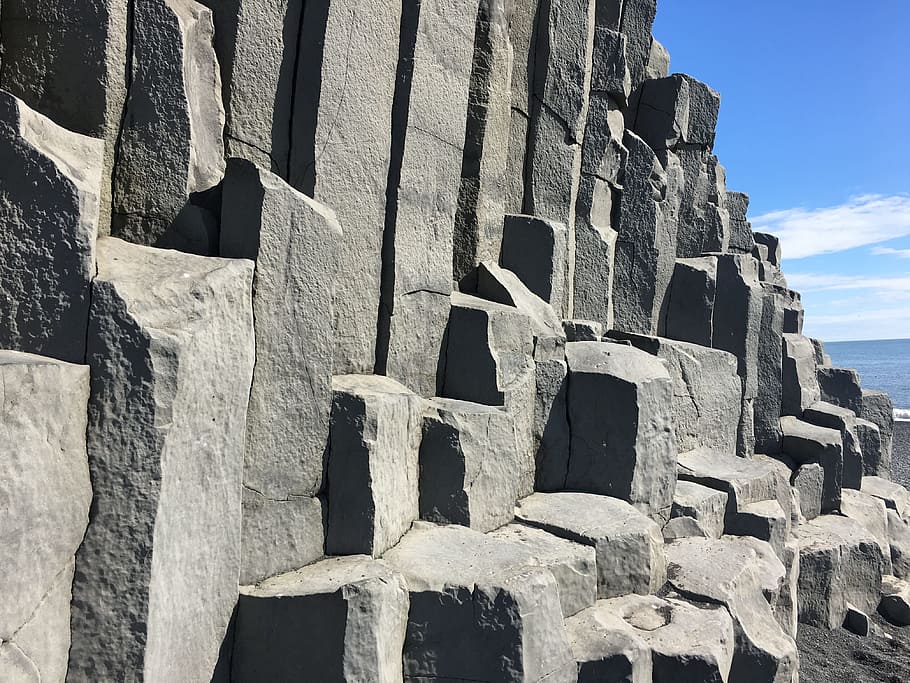 stone, iceland, columns, nature, rock, outdoor, atlantic, cliff HD wallpaper