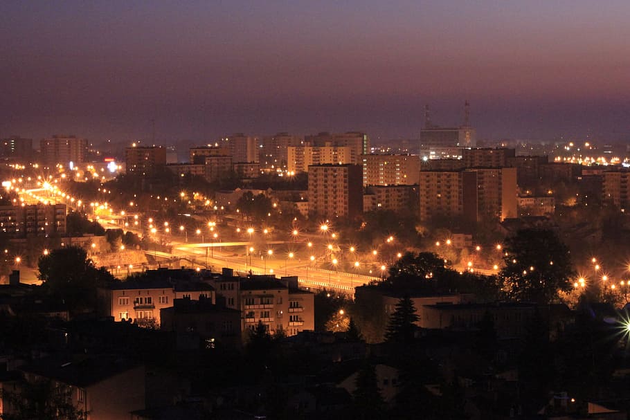 Lublin, Panorama, City, At Night, city at night, lubelskie