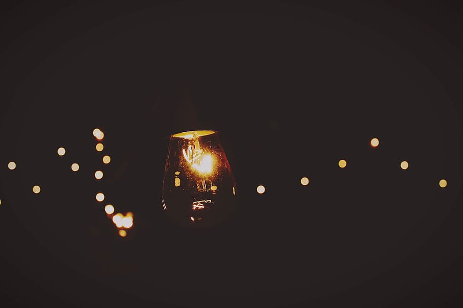 untitled, light, bokeh, light string, string of light, burning HD wallpaper