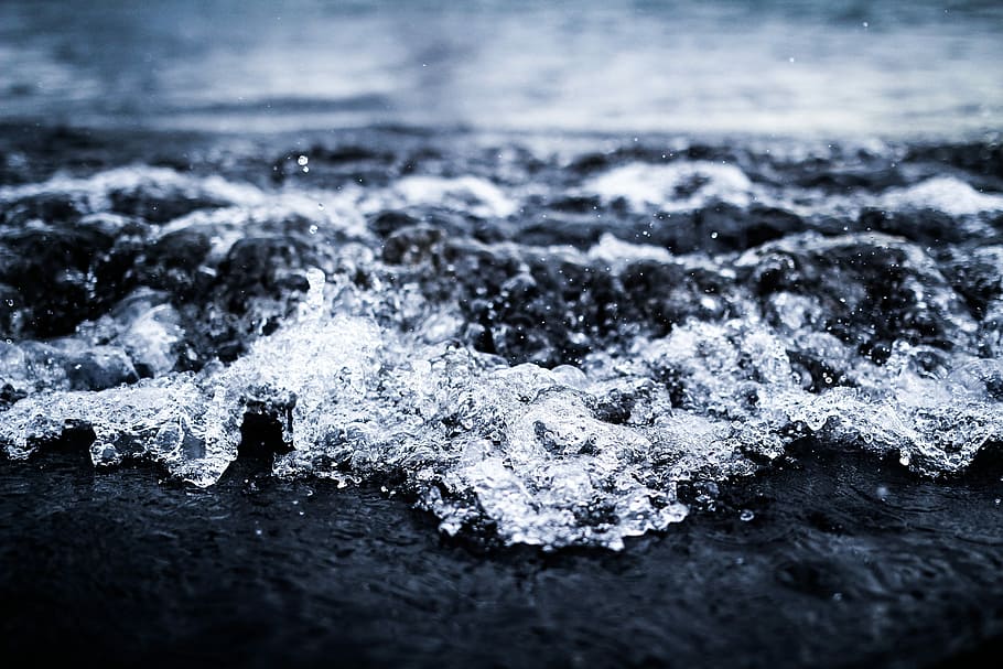 untitled, wave, ocean, splash, wet, sea, water, deep, dark bllue HD wallpaper