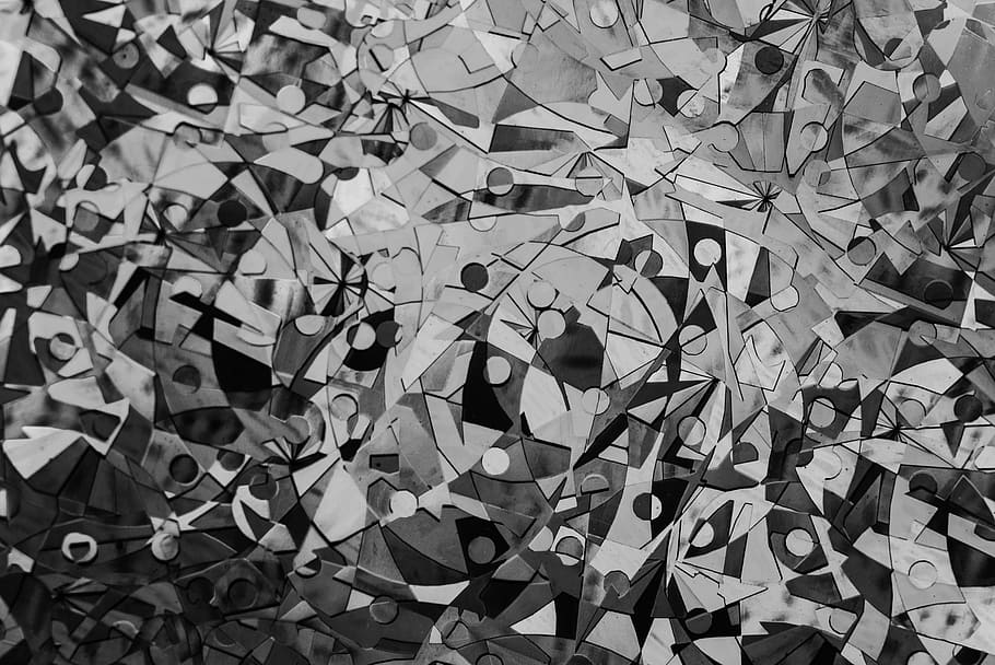 white and black abstract art, shapes, decoration, indoor, backgrounds HD wallpaper