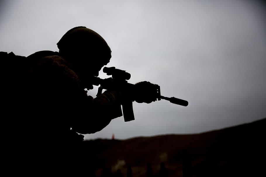 soldier holding assault rifle, Shooting, Training, Exercise, live-fire