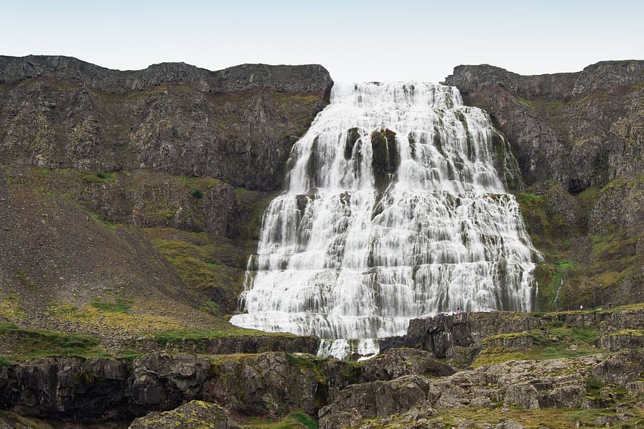 waterfall, iceland, 150m, scenics - nature, rock - object, solid HD wallpaper
