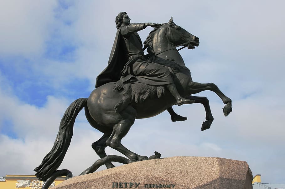 Statue, Black, Bronze, Monument, equestrian, horse, emporer HD wallpaper