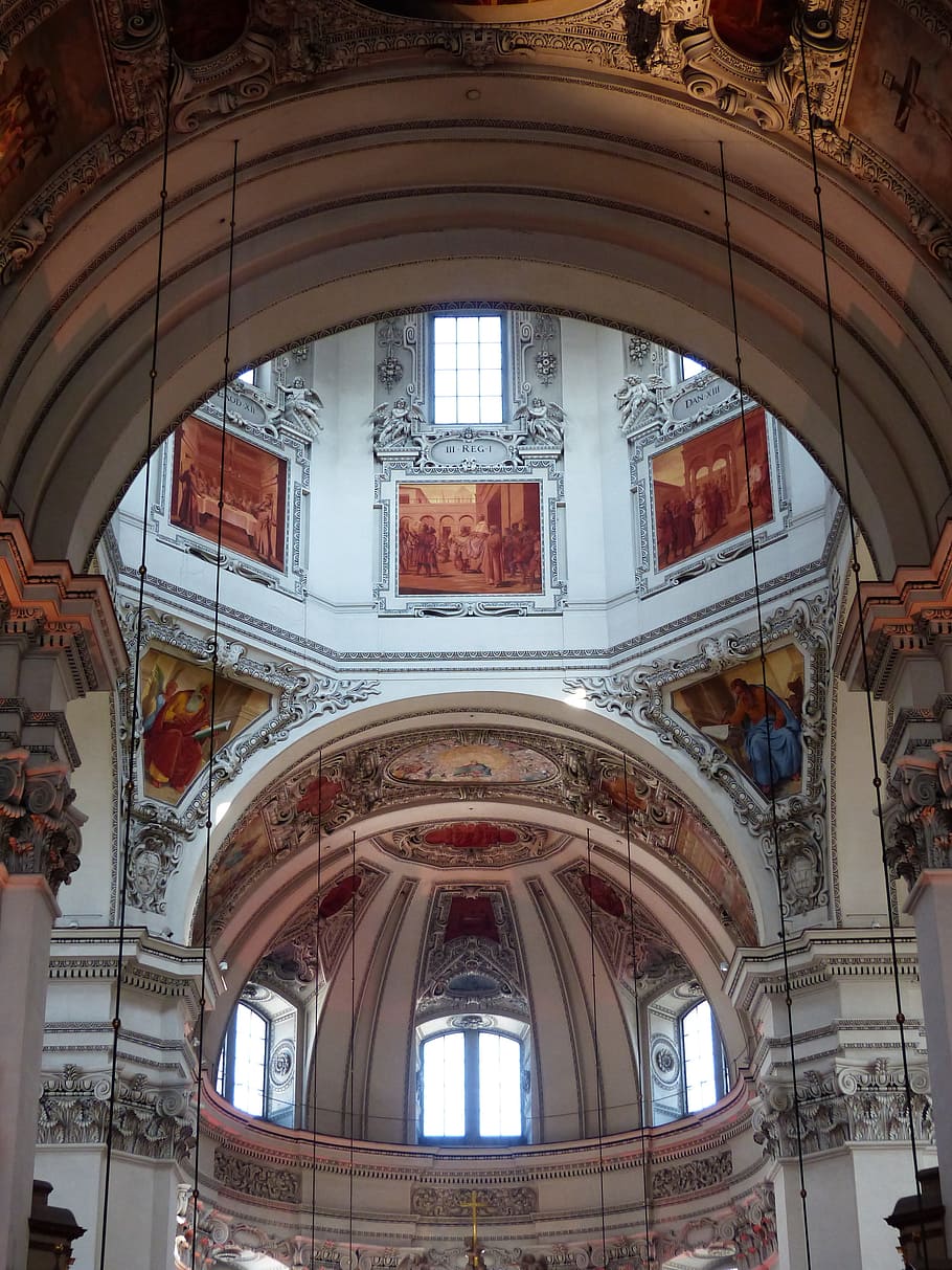 Salzburg Cathedral, Cathedral, Church, roman catholic, italy, HD wallpaper