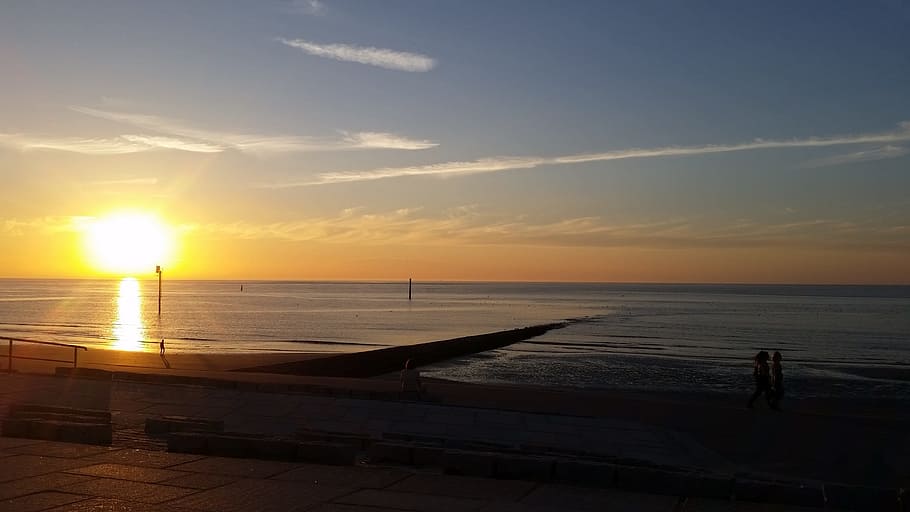 sea, sunset, abendstimmung, sky, water, scenics - nature, horizon HD wallpaper