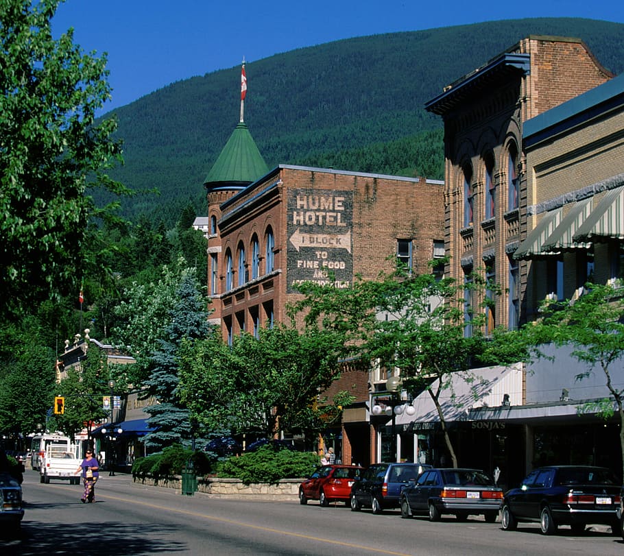 Historic Baker Street in Nelson, British Columbia, Canada, buildings, HD wallpaper