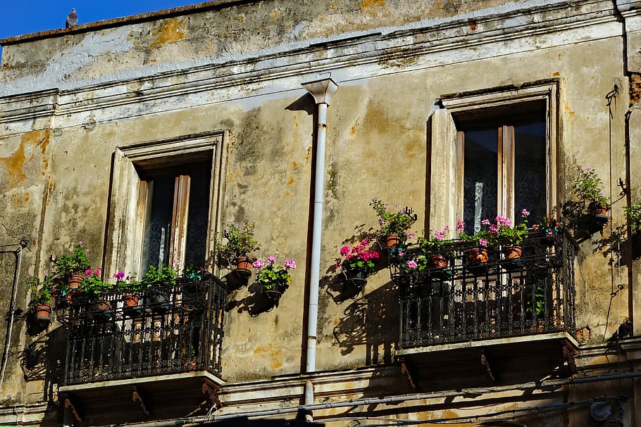sardinia, facade, old, window, architecture, built structure HD wallpaper