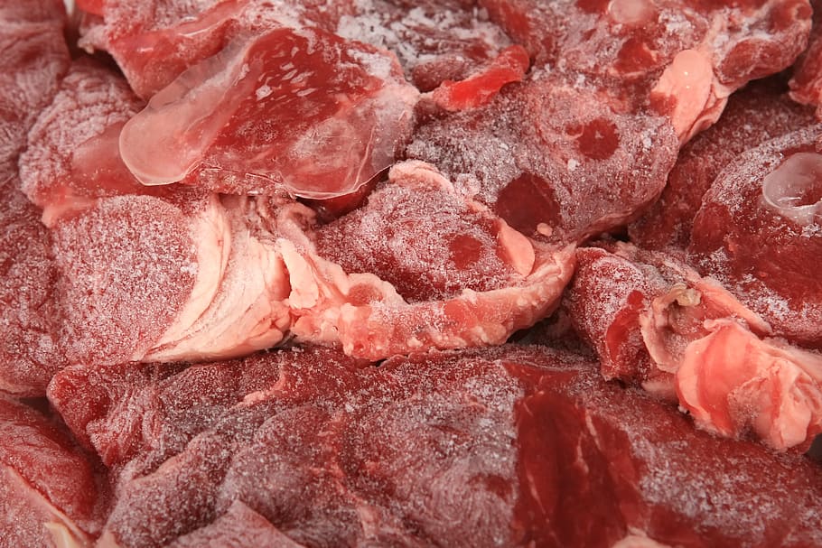 frozen raw meat, beef, braising, brisket, catering, close-up