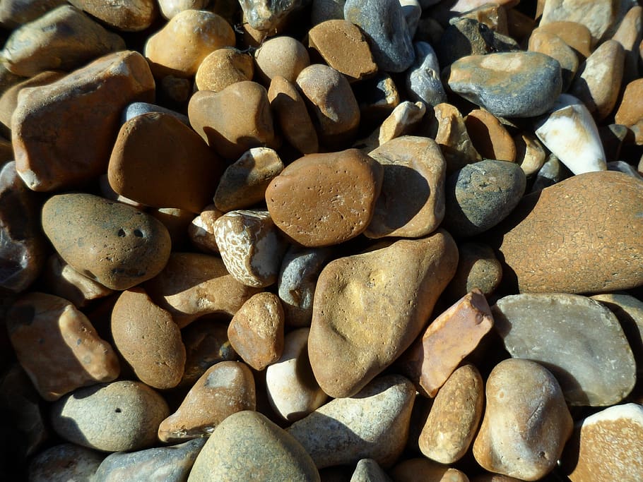 pebbles, sea, beach, full frame, large group of objects, backgrounds HD wallpaper