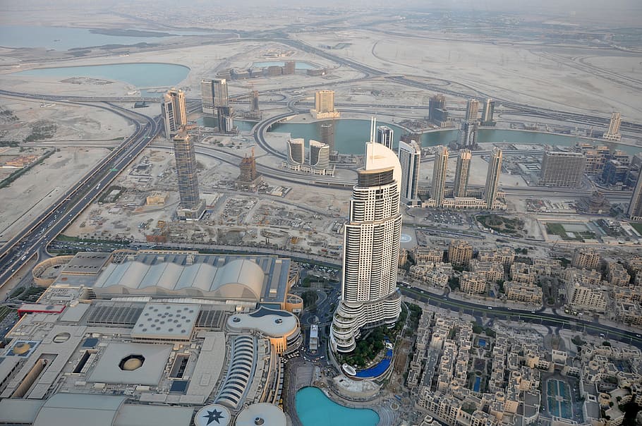 bird's eye view of white building, Burj Khalifa, Dubai, tower HD wallpaper