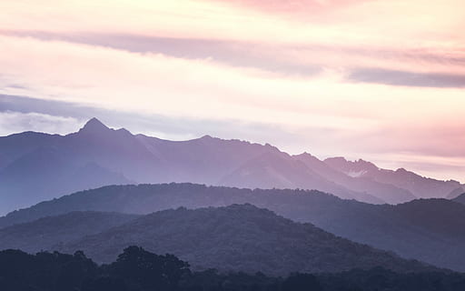 clouds over mountains, gray hills under cloudy sky, mountain layers HD wallpaper