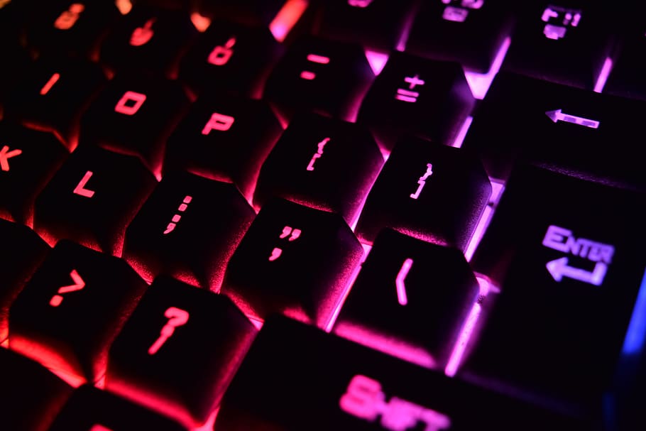 Mechanical Computer Keyboard, alphabet, blur, close-up, dark, HD wallpaper