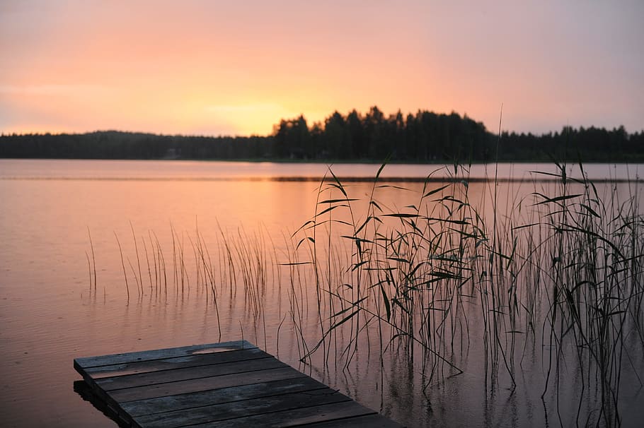 light, dawn, landscape, sky, boat deck, calm, dusk, evening, lake HD wallpaper