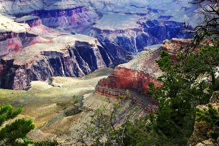 color grand, canyon, arizona, sun and shadow, canyon walls, HD wallpaper