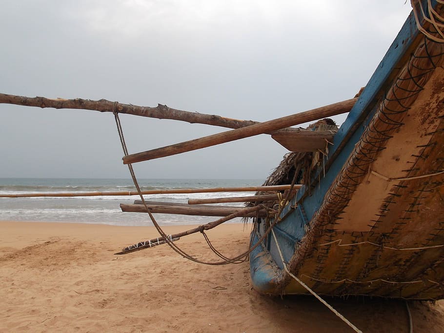 sri lanka, boot, sea, water, beach, land, sky, nautical vessel HD wallpaper