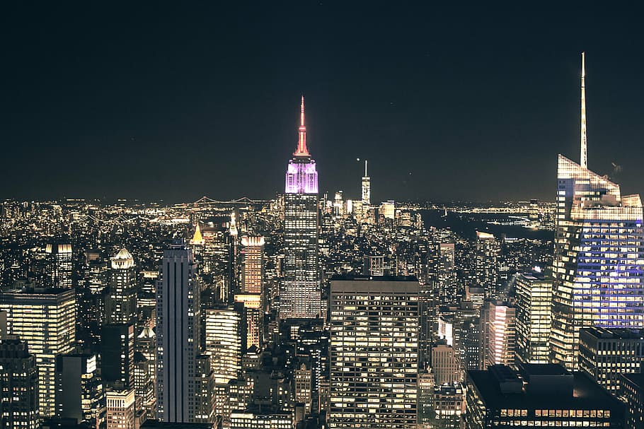 photography of Empire State Building, New York at nighttime HD wallpaper