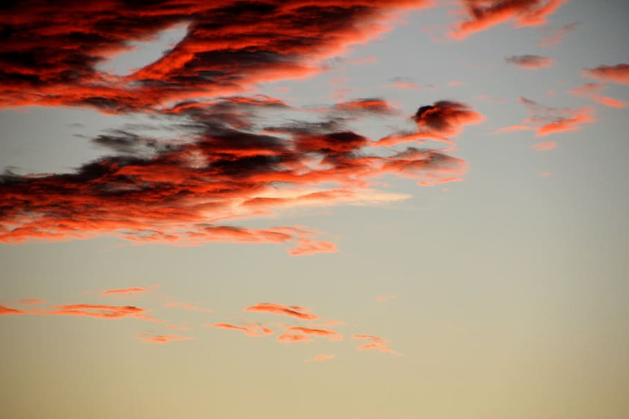 blue sky and red cloud during daytime, afterglow, colored, light HD wallpaper