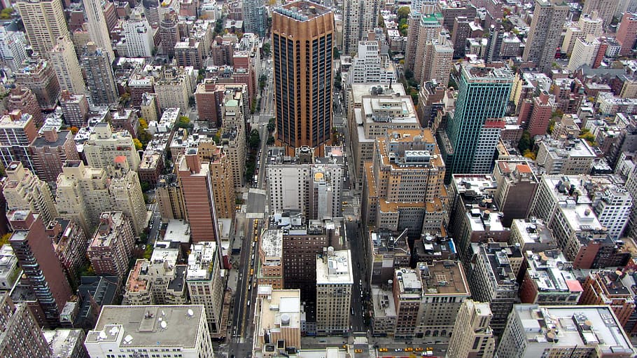 top view of city buildings during daytime, manhattan, new york, HD wallpaper