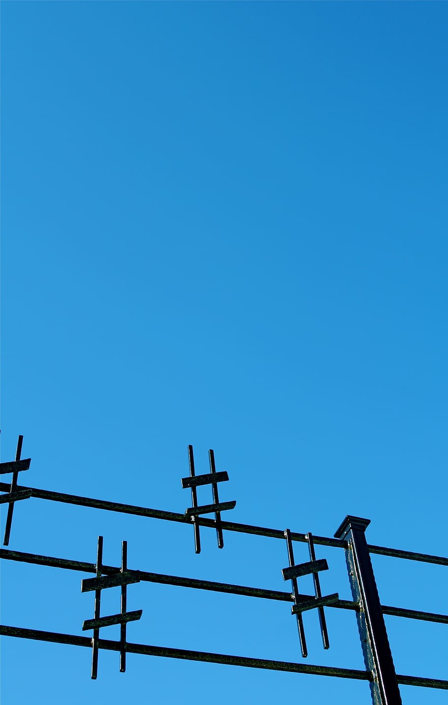 sky, shop, post, low angle view, blue, clear sky, copy space HD wallpaper