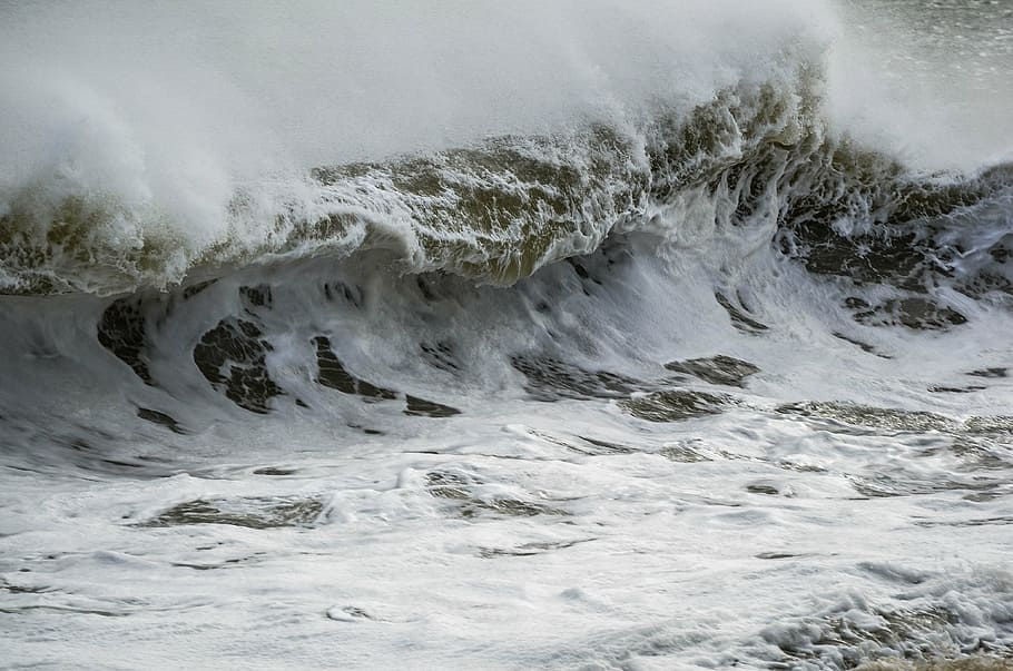 ocean, swells, waves, motion, sea, nature, no people, power in nature HD wallpaper
