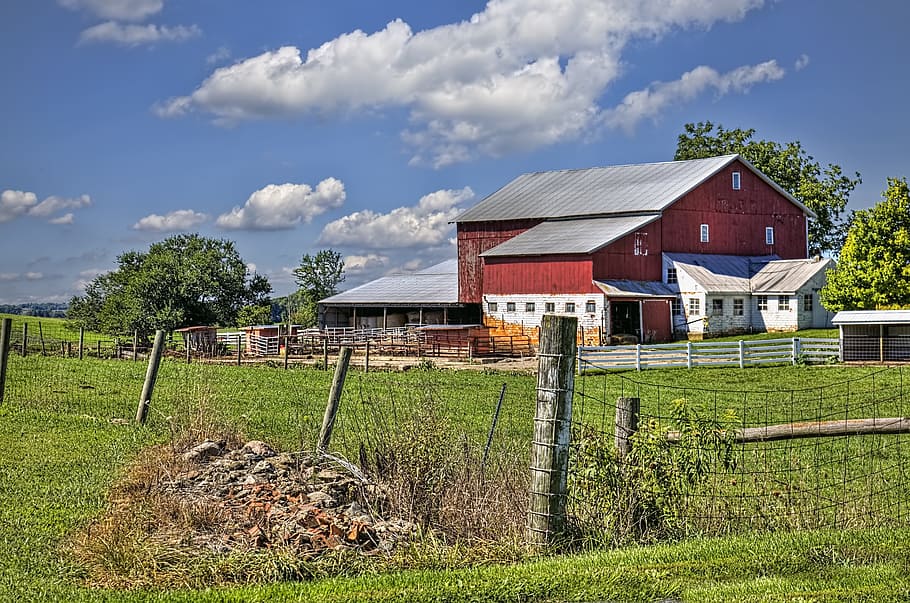 HD wallpaper: barn, rustic, barns, red, fence, rocks, debris, ohio ...