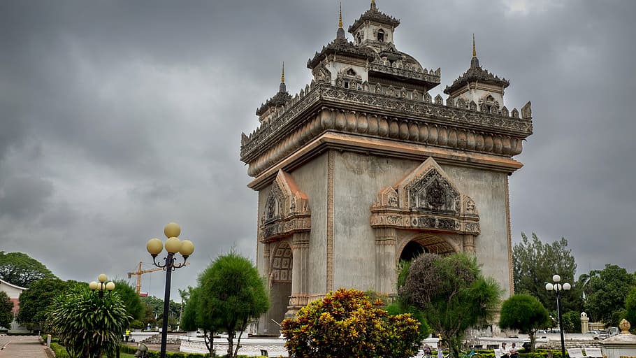patuxai, laos, vientiane, monument, gate, architecture, building exterior, HD wallpaper
