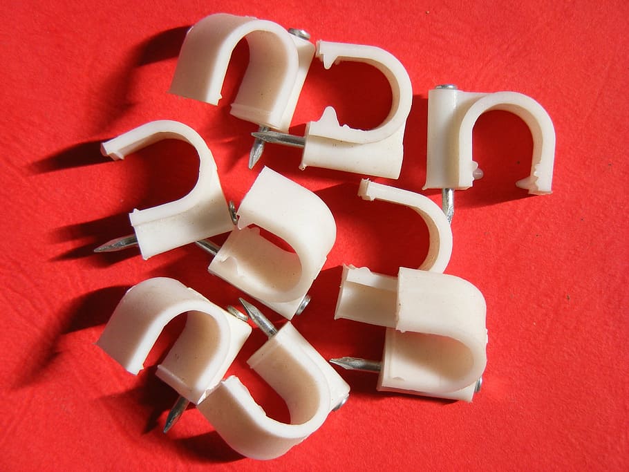 accessories, cable, cables, clips, nail, round, white, wiring HD wallpaper