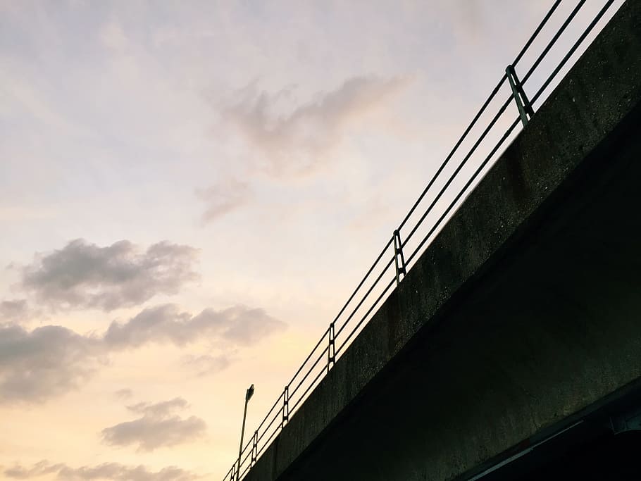 Sunset Over Train Station, sillouette, tracks, Clouds, New York HD wallpaper